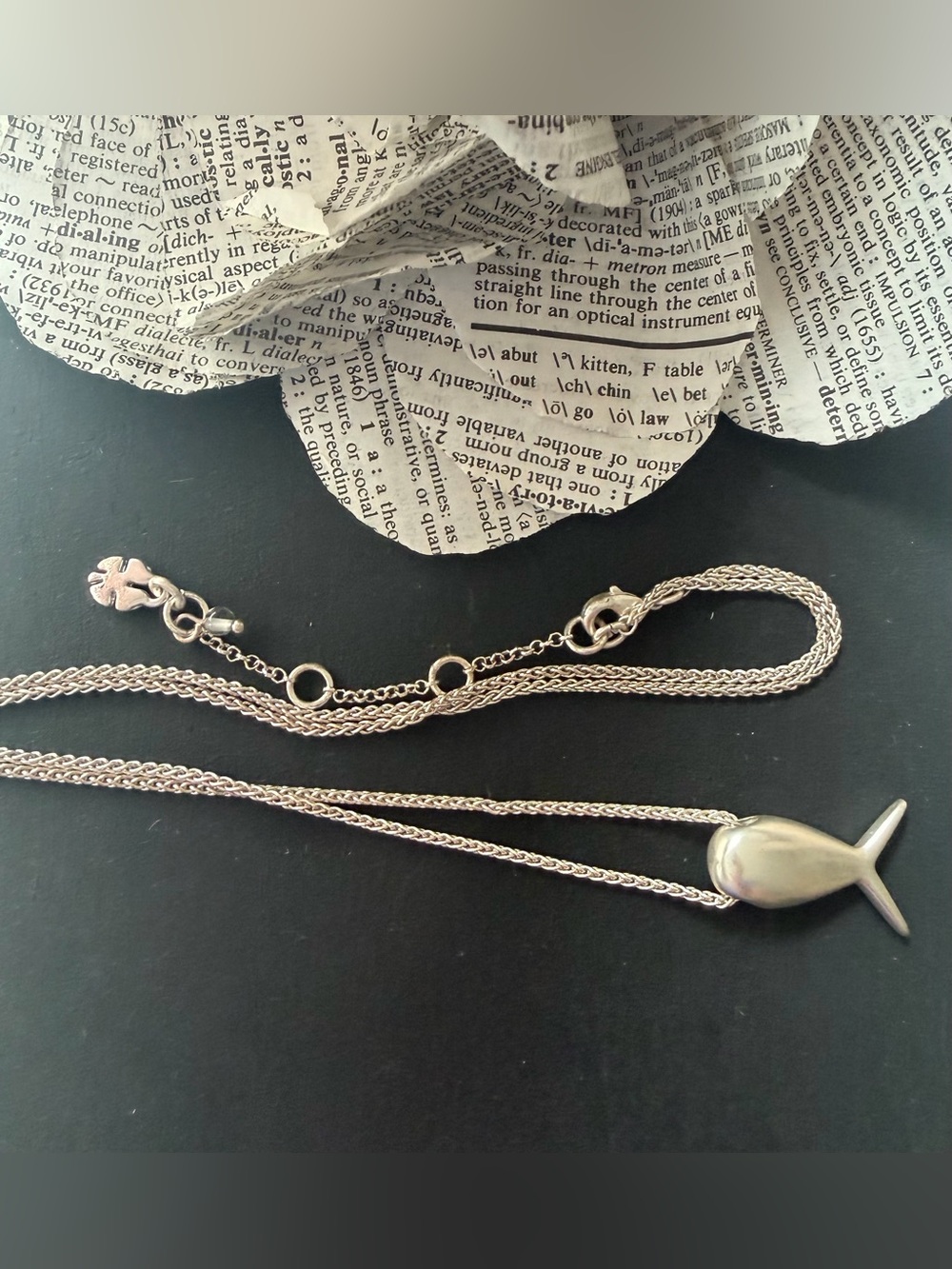 Lucky Brand Silver Minimalist Fish Pendant Necklace